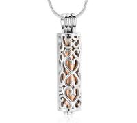 Minicremation Cremation Urn Pendant Necklace with Hollow Cylinder Vial Keepsake Urn Cremation Jewelry Memorial Lockets for Ashes for Women Men