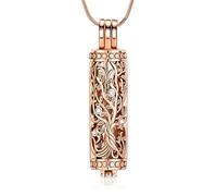 Minicremation Cremation Urn Pendant Necklace with Hollow Cylinder Vial Keepsake Urn Cremation Jewelry Memorial Lockets for Ashes for Women Men