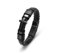 Minicremation Cross Cremation Urn Bracelet for Ashes Genuine Leather Memorial Ash Jewelry Urn Bangles Locket Keepsake Bracelet for Men (Black 20cm)