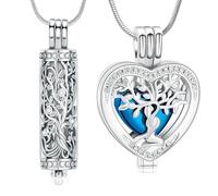 Minicremation Cylinder Cremation Jewelry Tree of Life Urn Ashes Necklace for Women Men Crystal Heart Cremation Ash Pendant Funeral Memorial Ashes Holder - 2pcs