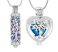 Minicremation Cylinder Cremation Jewelry Tree of Life Urn Ashes Necklace for Women Men Crystal Heart Cremation Ash Pendant Funeral Memorial Ashes Holder - 2pcs