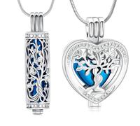 Minicremation Cylinder Cremation Jewelry Tree of Life Urn Ashes Necklace for Women Men Crystal Heart Cremation Ash Pendant Funeral Memorial Ashes Holder - 2pcs