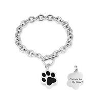 Minicremation Dog Paw Print Cremation Jewelry for Ashes Memorial Urn Bangle for Pet Stainless Steel Urn Bracelet Ashes Holder