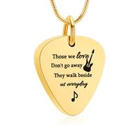 Minicremation Guitar Pick Cremation Urn Necklace for Ashes - Those We Love Don't Go Away Engraved Memorial Jewelry, Music Themed Keepsake & Sympathy Gift for Musicians & Music Lovers