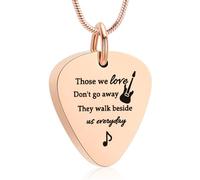 Minicremation Guitar Pick Cremation Urn Necklace for Ashes - Those We Love Don't Go Away Engraved Memorial Jewelry, Music Themed Keepsake & Sympathy Gift for Musicians & Music Lovers