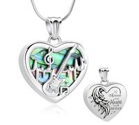 Minicremation Heart Guitar Cremation Pendant Necklace for Ashes Stainless Steel Music Guitar Pick Cremation Keepsake Memorial Urn Necklace, One Size, Stainless Steel, No Gemstone