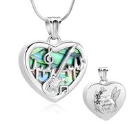 Minicremation Heart Guitar Cremation Pendant Necklace for Ashes Stainless Steel Music Guitar Pick Cremation Keepsake Memorial Urn Necklace, One Size, Stainless Steel, No Gemstone