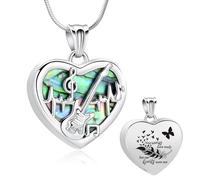 Minicremation Heart Guitar Cremation Pendant Necklace for Ashes Stainless Steel Music Guitar Pick Cremation Keepsake Memorial Urn Necklace, One Size, Stainless Steel, No Gemstone