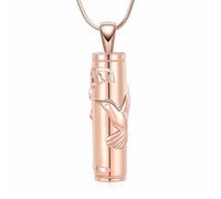 Minicremation Hummingbird Cremation Jewelry for Ashes Cylinder Flower Urn Necklace for Ashes Funeral Memorial Urn Locket Keepsake Pendant for Women, Metal, not (Rose Gold)