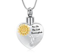 Minicremation Hummingbird Sunflower Urn Necklace for Ashes Stainless Steel Heart Urn Ashes Necklace for Women Men Memorial Keepsake Necklace of Loved One