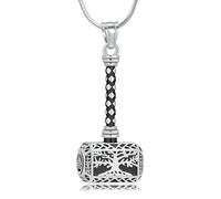 Minicremation Mjolnir Thors Hammer Urn Necklace for Ashes for Men Celtic Nordic Viking Cremation Jewelry for Women Keepsake Memorial Ashes Pendant, One Size, Metal, No Gemstone