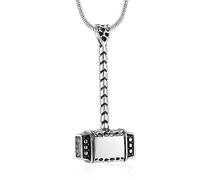 Minicremation Mjolnir Thors Hammer Urn Necklace for Ashes for Men Celtic Nordic Viking Cremation Jewelry for Women Keepsake Memorial Ashes Pendant, One Size, Metal, No Gemstone