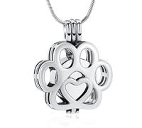 Minicremation Pet Cremation Jewelry For Ashes Paw Print Urn Necklace for Ashes Cremation Necklace for Pet Ashes Stainless Steel Ash Necklace Memorial Ash for Women Men