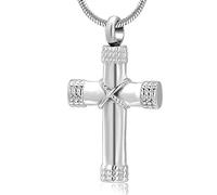Minicremation Rope Winding Cross Cremation Ashes Urn Pendant Necklace Memorial Keepsake Jewelry Lord’s Prayer Cross Ashes Necklaces, One Size, Stainless Steel, No Gemstone