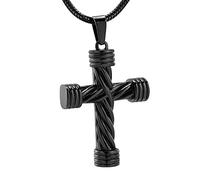 Minicremation Rope Winding Cross Cremation Ashes Urn Pendant Necklace Memorial Keepsake Jewelry Lord’s Prayer Cross Ashes Necklaces, One Size, Stainless Steel, No Gemstone