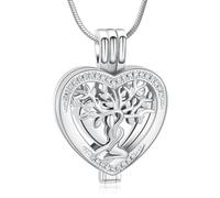 Minicremation Tree of Life Cremation Jewelry Crystal Heart Urn Ashes of Loved One Necklace for Women Funeral Memorial Keepsake Necklace Ashes Holder