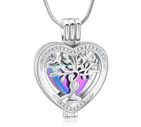 Minicremation Tree of Life Cremation Jewelry Crystal Heart Urn Ashes of Loved One Necklace for Women Funeral Memorial Keepsake Necklace Ashes Holder