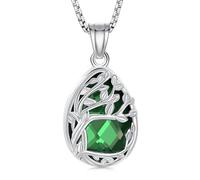 Minicremation Tree of Life Teardrop Urn Necklace for Ashes with Crystal Cremation Jewelry Memorial Ashes Keepsake Pendant for Women & Men