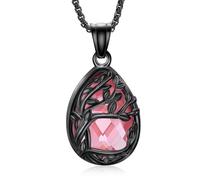 Minicremation Tree of Life Teardrop Urn Necklace for Ashes with Crystal Cremation Jewelry Memorial Ashes Keepsake Pendant for Women & Men