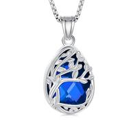Minicremation Tree of Life Teardrop Urn Necklace for Ashes with Crystal Cremation Jewelry Memorial Ashes Keepsake Pendant for Women & Men
