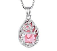 Minicremation Tree of Life Teardrop Urn Necklace for Ashes with Crystal Cremation Jewelry Memorial Ashes Keepsake Pendant for Women & Men
