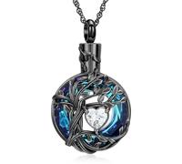 Minicremation Tree of Life Urn Necklace Ashes Circle Cremation Jewelry for Ashes Comfort Cremation Necklace Blue Ceramic Tree of Life Funeral Keepsake for Loved Ones' Ashes