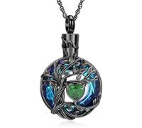 Minicremation Tree of Life Urn Necklace Ashes Circle Cremation Jewelry for Ashes Comfort Cremation Necklace Blue Ceramic Tree of Life Funeral Keepsake for Loved Ones' Ashes