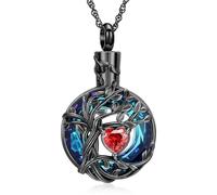 Minicremation Tree of Life Urn Necklace Ashes Circle Cremation Jewelry for Ashes Comfort Cremation Necklace Blue Ceramic Tree of Life Funeral Keepsake for Loved Ones' Ashes