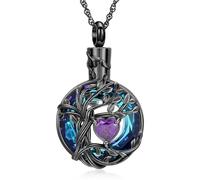 Minicremation Tree of Life Urn Necklace Ashes Circle Cremation Jewelry for Ashes Comfort Cremation Necklace Blue Ceramic Tree of Life Funeral Keepsake for Loved Ones' Ashes