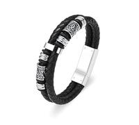 Minicremation Viking Thor's Hammer Cremation Urn Bracelet for Ashes for Men Braided Genuine Leather Urn Bracelet for Human Memorial Keepsake Gift