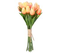 Minidiva 12 pcs Tulips Artificial Flowers with LED Light - Real Touch Artificial Flower Bouquet Artificial Flower for Home Decoration, Battery Powered, Timer Settings(Pink)