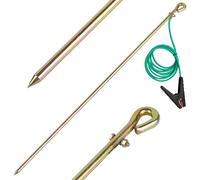 Minidodoca 35inch Portable Ground Rod with 6.5ft 12AWG UL Listed Grounding Wire with Crocodile Clip,Great for Electric Fences,Antennas,Generator,Ground Post Pin(Grounding Rod with 6.5ft Wire)