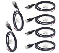 minidodoca 6Pcs 3.3Ft 22AWG USB 2.0 Male 2Pin Pigtail Cable, 3A 3V 5V 9V 12v 24v USB Type A 2 Core Bare Wire Open End Extension Cable with 6Pcs Quick Wire Cable Connector for DIY Repair Cable