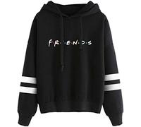 MINIDORA Friends Hoodie For Women Trendy Pullover Long Sleeves Sweatshirt Gift For Friends XL,Black