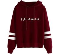 MINIDORA Friends Hoodie for Women Trendy Pullover Long Sleeves Sweatshirt Gift for Friends XL,Red