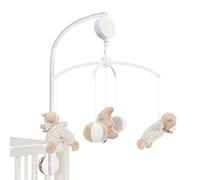 MiniDream Cot Mobile, Wind Up Music Mobile That Plays a Gentle Lullaby, No Need for Batteries, Includes 360 Degree Rotating Hanging Soft Toys - Moon and Star Design