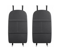 Minifactory 2Pcs Car Seat Back Anti Kick Mat PU Leather Waterproof Backrest Protector Pad with Storage Pockets Kick-Resistant Automotive Interior Accessories Universal Black (Black Solid Pattern)