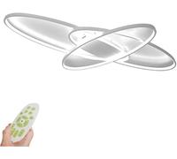 minifair Living Room LED Ceiling Lights,90 CM Dimmable Light Fixtures with Remote Control,Modern Chic Oval Design Flush Mount Chandelier Lighting for Bedroom Dining Room Kitchen Lamp,White