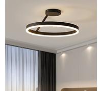 minifair Modern LED Restaurant Ceiling Light,Nordic Designer Simple Single Circle Black Flush Mount Ceiling Lamp Bedroom Kitchen Home Lighting