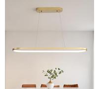 minifair Oval Pendant Light Dimmable LED Hanging Lights Ring Chandelier Modern Table Chandeliers with Remote Control Adjustable Height for Living Rooms Dining Rooms Kitchen Studies Offices Gold 120cm