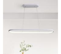 minifair Oval Pendant Light Dimmable LED Hanging Lights Ring Chandelier Modern Table Chandeliers with Remote Control Adjustable Height for Living Rooms Dining Rooms Kitchen Offices White 90cm