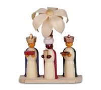 Minifigure Holy Three Kings on Plinth With Palm Colourful High = 10,5cm New Wood