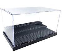 Minifigures Figure Display Case - 3-Tier Clear Acrylic Dustproof Black | Wide-body, Holds 30+ Minifigures, Detachable Step Design for BrickHeadz, Desk Display or Stackable, Gifts for Collectors
