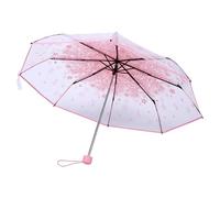 minifinker Rain Umbrella, Sturdy Foldable Folding Umbrella Compact Size Beautiful Transparent Umbrella Alloy Handle for Rainy Days(pink)