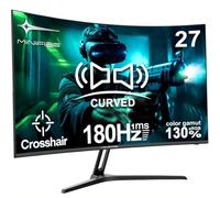 Minifire 27 Inch Gaming Monitor, 180Hz, Curved Gaming Monitor, Built in Speaker, Crosshair, 1Ms, sRGB130%, FHD 1080P Computer Screen, VESA Compatible, Eye Care Adaptive Sync HDMI＆DP Prots （MFG27C1 ）