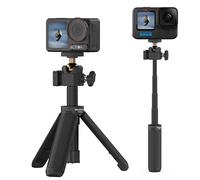 MINIFOCUS Extendable Mini Camera Tripod, 360°Ball Head with Hot Shoe, 4-Level Adjustment Mini Selfie Stick for GoPro Hero 13/12/11/10, DJI Osmo Pocket 3, Action 5 Pro, Insta360 x5 x4