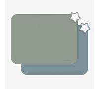 Minifolk Silicone Kids Star Table Mat | Educational Design | Baby Toddler Placemat | Non Slip Mat | Mess free | Dishwasher Safe Heat Safe (2, Thyme and Blue Mat Set)