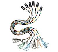 minihope 21 Inch Bright Spacer Bead Hair Wrap Set with Tassels, Hair Clips, and Retro Charm - 6 Styles for Women and Girls.