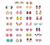 minihope Hypoallergenic Medical Steel Post Earrings for Girls, Cute Multiple Animal Unicorn Donut Stud Earrings for Little Girls Kids, Made with Polymer Clay, Best Gifts for Girls.
