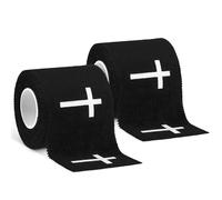 MiniInflat 2 Pcs Cross Tape Christian Athletic Tape Sports Wrap 2in x 23ft Jesus Cotton Wrist Wrap for Soccer Football Baseball Gymnastics Boxing Christian Church Gifts(Black,Cross)